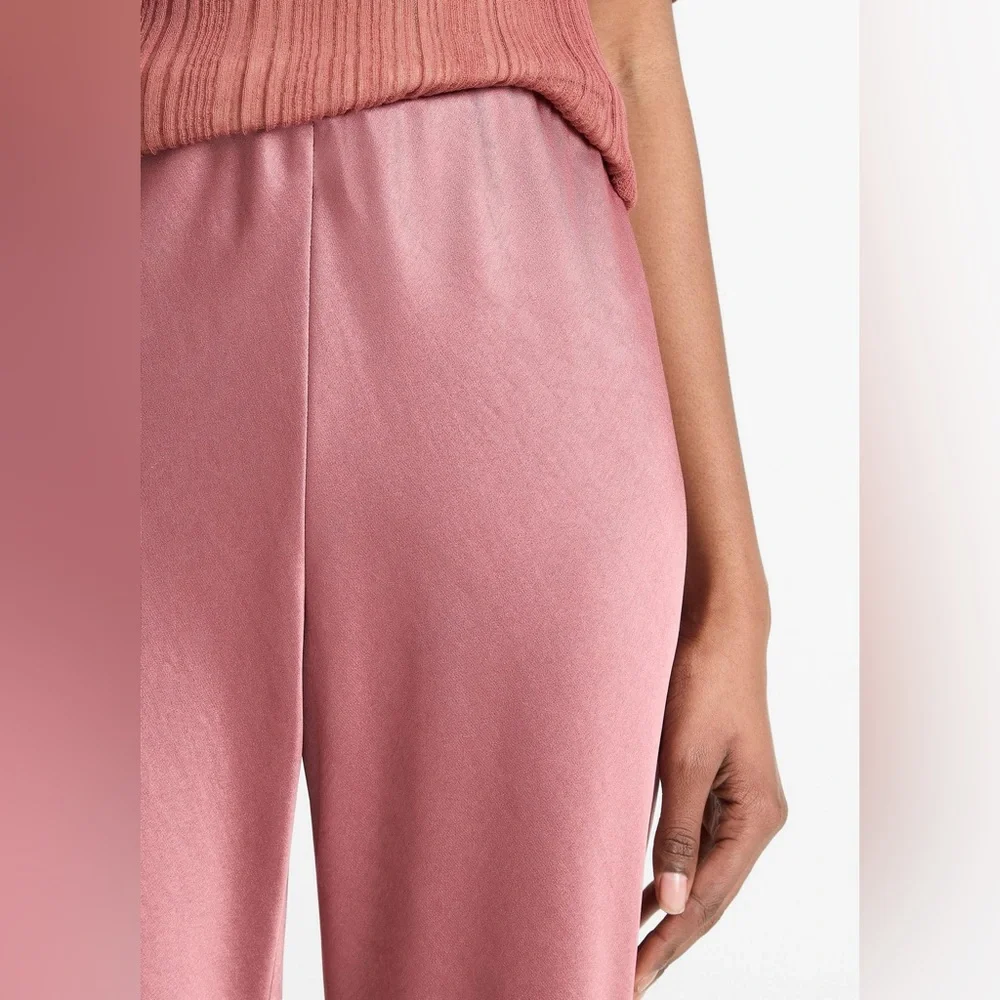 Vince Pink Satin Wide-Leg Pants - Picture 4 of 8